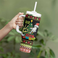 Six Seven Christmas Tumbler With Handle Funny Santa and Green Hands - Wonder Print Shop
