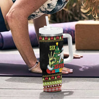 Six Seven Christmas Tumbler With Handle Funny Santa and Green Hands - Wonder Print Shop