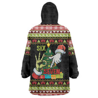 Six Seven Christmas Wearable Blanket Hoodie Funny Santa and Green Hands - Wonder Print Shop