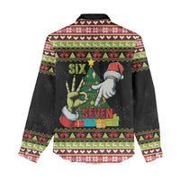 Six Seven Christmas Women Casual Shirt Funny Santa and Green Hands - Wonder Print Shop