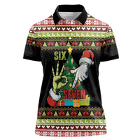 Six Seven Christmas Women Polo Shirt Funny Santa and Green Hands - Wonder Print Shop