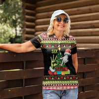 Six Seven Christmas Women Polo Shirt Funny Santa and Green Hands - Wonder Print Shop