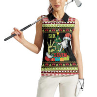 Six Seven Christmas Women Sleeveless Polo Shirt Funny Santa and Green Hands - Wonder Print Shop