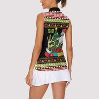 Six Seven Christmas Women Sleeveless Polo Shirt Funny Santa and Green Hands - Wonder Print Shop