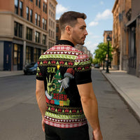 Six Seven Christmas Zipper Polo Shirt Funny Santa and Green Hands - Wonder Print Shop