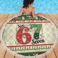 Funny Six Seven 67 Christmas Beach Blanket Christmas Santa Patterns - Wonder Print Shop