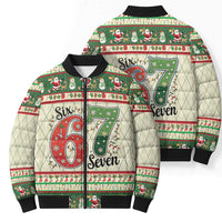 Funny Six Seven 67 Christmas Bomber Puffer Jacket Christmas Santa Patterns - Wonder Print Shop