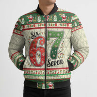 Funny Six Seven 67 Christmas Bomber Puffer Jacket Christmas Santa Patterns - Wonder Print Shop