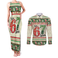 Funny Six Seven 67 Christmas Couples Matching Tank Maxi Dress and Long Sleeve Button Shirt Christmas Santa Patterns - Wonder Print Shop