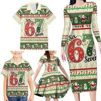 Funny Six Seven 67 Christmas Family Matching Long Sleeve Bodycon Dress and Hawaiian Shirt Christmas Santa Patterns - Wonder Print Shop