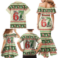 Funny Six Seven 67 Christmas Family Matching Mermaid Dress and Hawaiian Shirt Christmas Santa Patterns - Wonder Print Shop