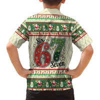 Funny Six Seven 67 Christmas Family Matching Off The Shoulder Long Sleeve Dress and Hawaiian Shirt Christmas Santa Patterns - Wonder Print Shop