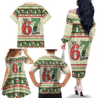 Funny Six Seven 67 Christmas Family Matching Off The Shoulder Long Sleeve Dress and Hawaiian Shirt Christmas Santa Patterns - Wonder Print Shop