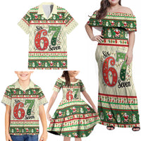 Funny Six Seven 67 Christmas Family Matching Off Shoulder Maxi Dress and Hawaiian Shirt Christmas Santa Patterns - Wonder Print Shop