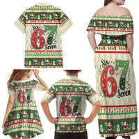 Funny Six Seven 67 Christmas Family Matching Off Shoulder Maxi Dress and Hawaiian Shirt Christmas Santa Patterns - Wonder Print Shop