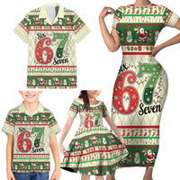 Funny Six Seven 67 Christmas Family Matching Short Sleeve Bodycon Dress and Hawaiian Shirt Christmas Santa Patterns - Wonder Print Shop