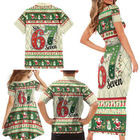 Funny Six Seven 67 Christmas Family Matching Short Sleeve Bodycon Dress and Hawaiian Shirt Christmas Santa Patterns - Wonder Print Shop