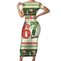 Funny Six Seven 67 Christmas Family Matching Short Sleeve Bodycon Dress and Hawaiian Shirt Christmas Santa Patterns - Wonder Print Shop