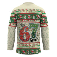Funny Six Seven 67 Christmas Hockey Jersey Christmas Santa Patterns - Wonder Print Shop