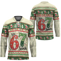 Funny Six Seven 67 Christmas Hockey Jersey Christmas Santa Patterns - Wonder Print Shop