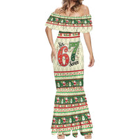 Funny Six Seven 67 Christmas Mermaid Dress Christmas Santa Patterns - Wonder Print Shop