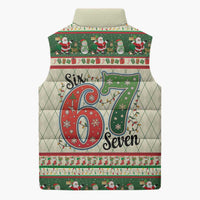 Funny Six Seven 67 Christmas Sleeveless Puffer Jacket Christmas Santa Patterns - Wonder Print Shop