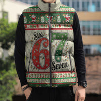 Funny Six Seven 67 Christmas Sleeveless Puffer Jacket Christmas Santa Patterns - Wonder Print Shop