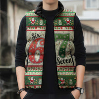 Funny Six Seven 67 Christmas Sleeveless Puffer Jacket Christmas Santa Patterns - Wonder Print Shop