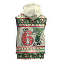 Funny Six Seven 67 Christmas Sleeveless Zip Hoodie Christmas Santa Patterns - Wonder Print Shop