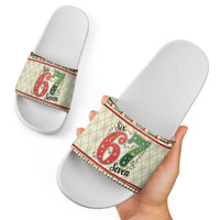 Funny Six Seven 67 Christmas Slide Sandals Christmas Santa Patterns - Wonder Print Shop