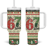 Funny Six Seven 67 Christmas Tumbler With Handle Christmas Santa Patterns - Wonder Print Shop