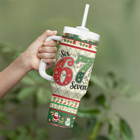 Funny Six Seven 67 Christmas Tumbler With Handle Christmas Santa Patterns - Wonder Print Shop
