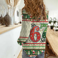 Funny Six Seven 67 Christmas Women Casual Shirt Christmas Santa Patterns - Wonder Print Shop