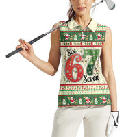 Funny Six Seven 67 Christmas Women Sleeveless Polo Shirt Christmas Santa Patterns - Wonder Print Shop
