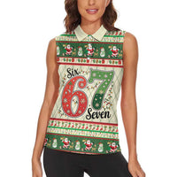 Funny Six Seven 67 Christmas Women Sleeveless Polo Shirt Christmas Santa Patterns - Wonder Print Shop