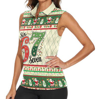 Funny Six Seven 67 Christmas Women Sleeveless Polo Shirt Christmas Santa Patterns - Wonder Print Shop
