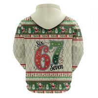 Funny Six Seven 67 Christmas Zip Hoodie Christmas Santa Patterns - Wonder Print Shop