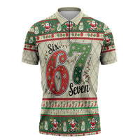 Funny Six Seven 67 Christmas Zipper Polo Shirt Christmas Santa Patterns - Wonder Print Shop