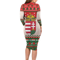 Hungary Christmas Long Sleeve Bodycon Dress Magyarorszag Boldog Karacsonyt - Wonder Print Shop