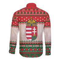 Hungary Christmas Long Sleeve Button Shirt Magyarorszag Boldog Karacsonyt - Wonder Print Shop