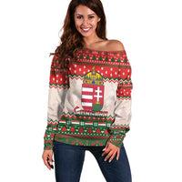 Hungary Christmas Off Shoulder Sweater Magyarorszag Boldog Karacsonyt - Wonder Print Shop