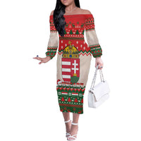Hungary Christmas Off The Shoulder Long Sleeve Dress Magyarorszag Boldog Karacsonyt - Wonder Print Shop
