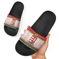 Hungary Christmas Slide Sandals Magyarorszag Boldog Karacsonyt - Wonder Print Shop