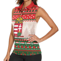 Hungary Christmas Women Sleeveless Polo Shirt Magyarorszag Boldog Karacsonyt - Wonder Print Shop