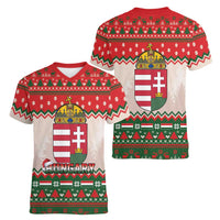 Hungary Christmas Women V-Neck T-Shirt Magyarorszag Boldog Karacsonyt - Wonder Print Shop