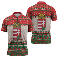 Hungary Christmas Zipper Polo Shirt Magyarorszag Boldog Karacsonyt - Wonder Print Shop