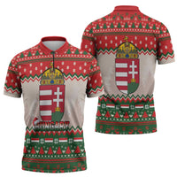 Hungary Christmas Zipper Polo Shirt Magyarorszag Boldog Karacsonyt - Wonder Print Shop