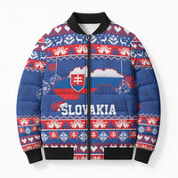 Slovakia Christmas Bomber Puffer Jacket Slovakian Double Cross Map - Wonder Print Shop