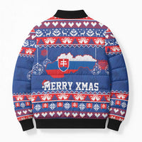 Slovakia Christmas Bomber Puffer Jacket Slovakian Double Cross Map - Wonder Print Shop