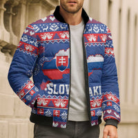 Slovakia Christmas Bomber Puffer Jacket Slovakian Double Cross Map - Wonder Print Shop
